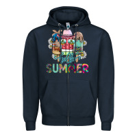 Navy Hello Summer Zipper Hoodie - CowhideDigitalArt