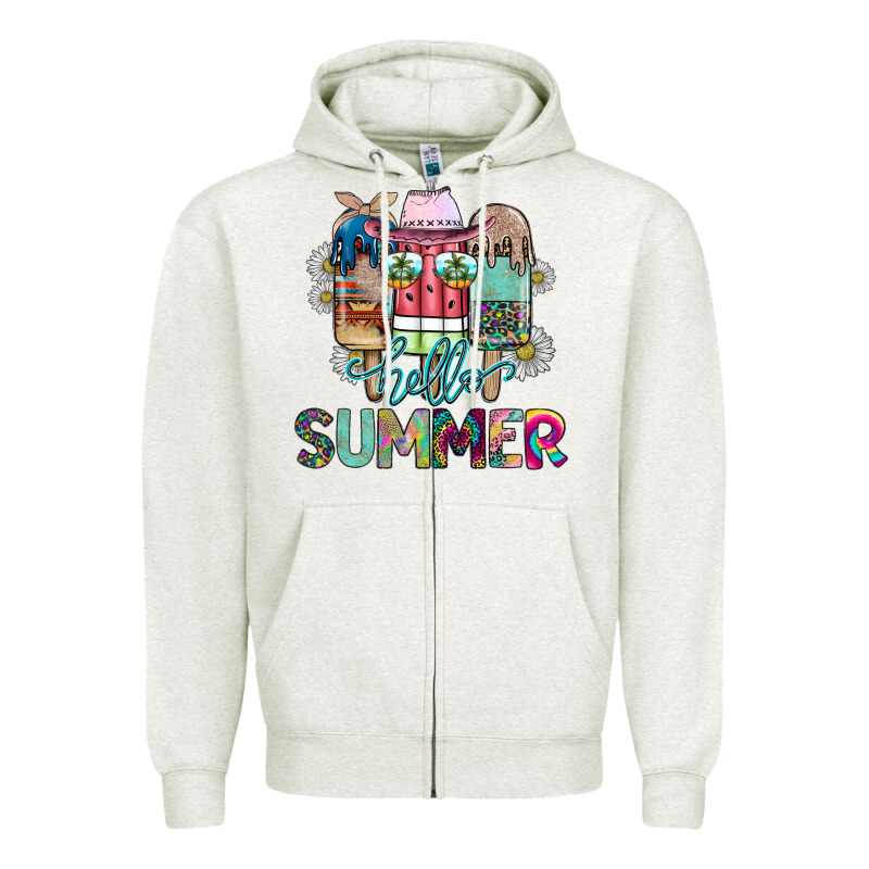 Hello Summer Zipper Hoodie by CowhideDigitalArt | Teevron