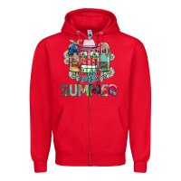 Red Hello Summer Zipper Hoodie - CowhideDigitalArt