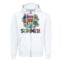 White Hello Summer Zipper Hoodie - CowhideDigitalArt