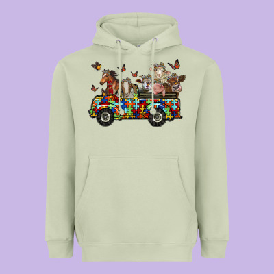 Farm Animals Autism Heavyweight Hoodie Designed By Racoondesign