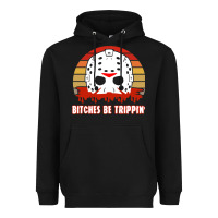 Black Halloween Bitches Be Trippin Jason Mask Heavyweight Hoodie - lanVoArt