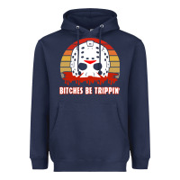 Navy Halloween Bitches Be Trippin Jason Mask Heavyweight Hoodie - lanVoArt