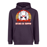 Plum Halloween Bitches Be Trippin Jason Mask Heavyweight Hoodie - lanVoArt