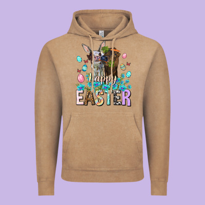 Happy Easter Heifers Easter Day Vintage Hoodie Designed By Howdyjamesfarm