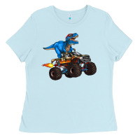 Baby Blue monster truck and  t rex dinosaur Ladies Tee - Artiststas