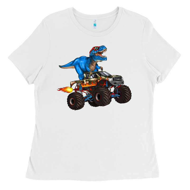 Monster Truck And  T Rex Dinosaur Ladies Tee by Artiststas | Teevron