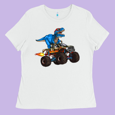 Monster Truck And  T Rex Dinosaur Ladies Tee Designed By Artiststas
