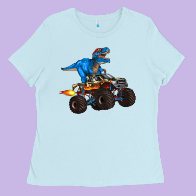 Monster Truck And  T Rex Dinosaur Ladies Tee Designed By Artiststas