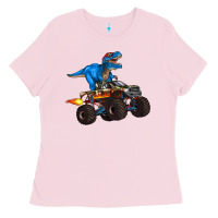Bubblegum Pink monster truck and  t rex dinosaur Ladies Tee - Artiststas