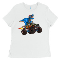 White monster truck and  t rex dinosaur Ladies Tee - Artiststas