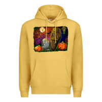 Antique Gold headstone and coffin background Premium Hoodie - BundleAndBundleShop