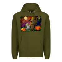 Army Green headstone and coffin background Premium Hoodie - BundleAndBundleShop