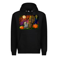 Black headstone and coffin background Premium Hoodie - BundleAndBundleShop