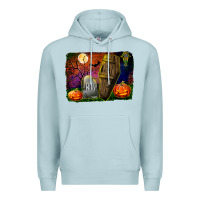 Blue Mist headstone and coffin background Premium Hoodie - BundleAndBundleShop