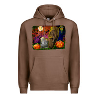 Chestnut headstone and coffin background Premium Hoodie - BundleAndBundleShop