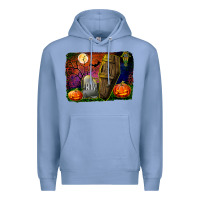 Colony Blue headstone and coffin background Premium Hoodie - BundleAndBundleShop
