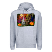 Heather Grey headstone and coffin background Premium Hoodie - BundleAndBundleShop