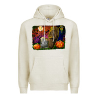 Oatmeal Heather headstone and coffin background Premium Hoodie - BundleAndBundleShop