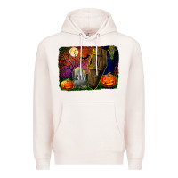 Pale Pink headstone and coffin background Premium Hoodie - BundleAndBundleShop