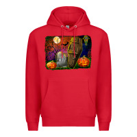 Red headstone and coffin background Premium Hoodie - BundleAndBundleShop