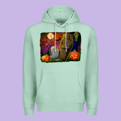 Headstone And Coffin Background Premium Hoodie Designed By Bundleandbundleshop