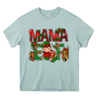 Mama Elf With Gift Christmas Heavy Core Tee | Teevron