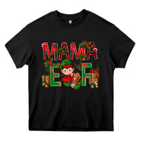 Black Mama Elf With Gift Christmas Heavy Core Tee - BundleAndBundleShop