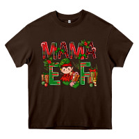 Chocolate Brown Mama Elf With Gift Christmas Heavy Core Tee - BundleAndBundleShop