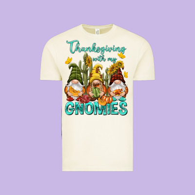 Thanksgiving With My Gnomes Vintage Tee Designed By Nancycooperartshop