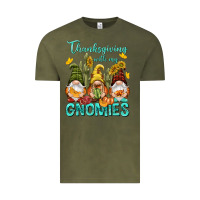 Vintage Olive Thanksgiving With My Gnomes Vintage Tee - NancyCooperArtShop