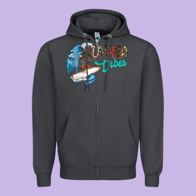 Summer Vibes Zipper Hoodie Designed By Cowhidedigitalart