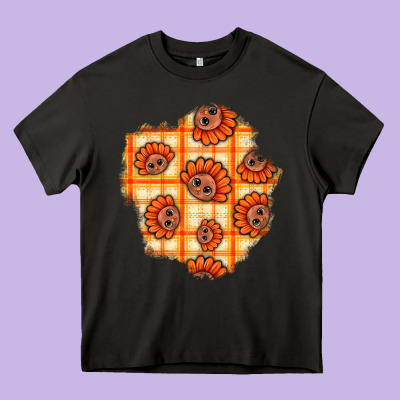 Thanksgiving Turkey With Tartan Patch Heavy Core Tee Designed By Bundleandbundleshop