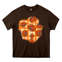 Chocolate Brown Thanksgiving Turkey With Tartan Patch Heavy Core Tee - BundleAndBundleShop