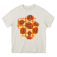 Cream Thanksgiving Turkey With Tartan Patch Heavy Core Tee - BundleAndBundleShop