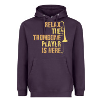 Plum relax the trombone player is here gift trombone gifts Heavyweight Hoodie - lanVoArt