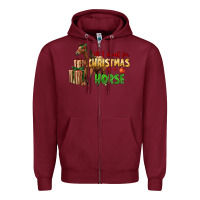Burgundy All I Want For Christmas Is A Horse Zipper Hoodie - LillyAllenDesigns