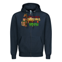 Navy All I Want For Christmas Is A Horse Zipper Hoodie - LillyAllenDesigns