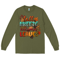 Army Green fall breeze and autumn leaves Long Sleeve Tee - CowGirlArtShop