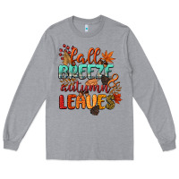 Heather Grey fall breeze and autumn leaves Long Sleeve Tee - CowGirlArtShop