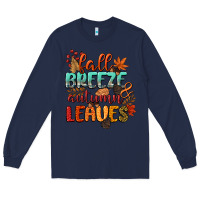 Navy fall breeze and autumn leaves Long Sleeve Tee - CowGirlArtShop