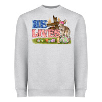 Heather Grey he lives easter Heavyweight Sweatshirt - FaDigitalArtStudio