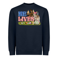 Navy he lives easter Heavyweight Sweatshirt - FaDigitalArtStudio