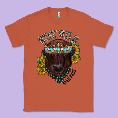 Turquoise Bison Classic Tee Designed By Racoondesign