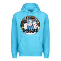 Ocean Blue Chillin With My Snowmies Premium Hoodie - FaDigitalArtStudio