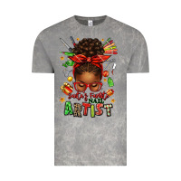 Cloud Rock santa's favorite nail artist afro messy bun Vintage Tee - texasbilliewilder