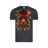 Vintage Black santa's favorite nail artist afro messy bun Vintage Tee - texasbilliewilder