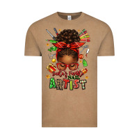 Vintage Coffee santa's favorite nail artist afro messy bun Vintage Tee - texasbilliewilder