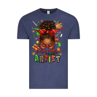 Vintage Denim santa's favorite nail artist afro messy bun Vintage Tee - texasbilliewilder