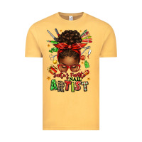 Vintage Mustard santa's favorite nail artist afro messy bun Vintage Tee - texasbilliewilder